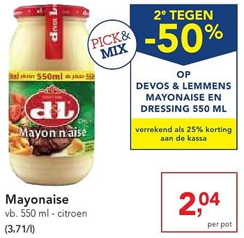Promoties Mayonaise - Devos Lemmens - Geldig van 19/10/2016 tot 01/11/2016 bij Makro