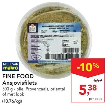Promoties Fine food ansjovisfilets - Fine Food - Geldig van 19/10/2016 tot 01/11/2016 bij Makro