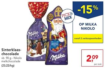 Promoties Sinterklaaschocolade nikolo melkchocolade - Milka - Geldig van 19/10/2016 tot 01/11/2016 bij Makro