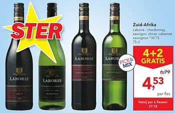 Promotions Zuid-afrika laborie - chardonnay, sauvigon, shiraz, cabernet sauvignon - Vins blancs - Valide de 19/10/2016 à 01/11/2016 chez Makro
