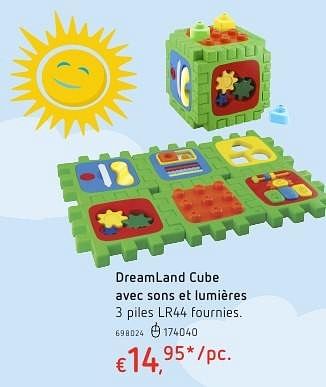 Promotions Dreamland cube avec sons et lumières - Produit maison - Dreamland - Valide de 20/10/2016 à 06/12/2016 chez Dreamland