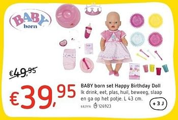 Promoties Baby born set happy birthday doll - Baby Born - Geldig van 20/10/2016 tot 06/12/2016 bij Dreamland