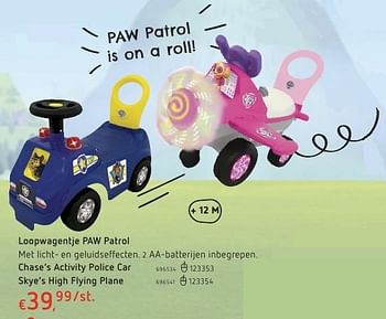 Promotions Loopwagentje paw patrol chase`s activity police car - PAW  PATROL - Valide de 20/10/2016 à 06/12/2016 chez Dreamland