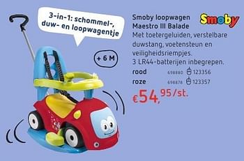 Promoties Smoby loopwagen maestro iii balade - Smoby - Geldig van 20/10/2016 tot 06/12/2016 bij Dreamland