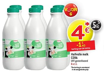 Promotions Halfvolle melk cora uht-gesteriliseerd - Cora - Valide de 19/10/2016 à 25/10/2016 chez Match