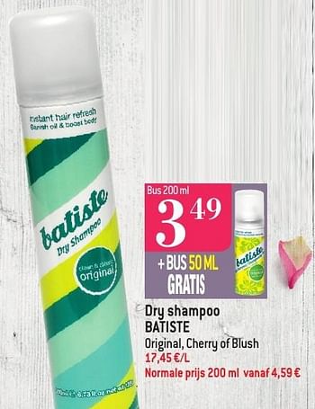 Promoties Dry shampoo batiste original, cherry of blush - Batiste - Geldig van 19/10/2016 tot 25/10/2016 bij Match