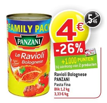 Promoties Ravioli bolognese panzani pasta fina - Panzani - Geldig van 19/10/2016 tot 25/10/2016 bij Match