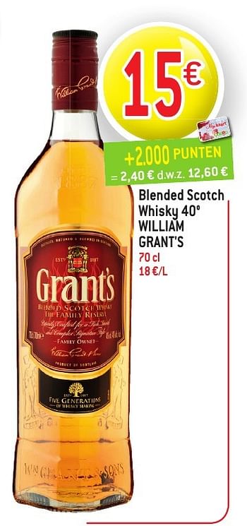 Promotions Blended scotch whisky william grant`s - william grant's - Valide de 19/10/2016 à 25/10/2016 chez Match