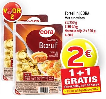 Promoties Tortellini cora met rundvlees - Cora - Geldig van 19/10/2016 tot 25/10/2016 bij Smatch