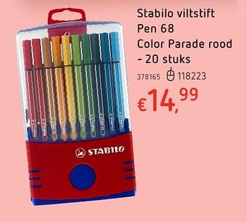 Promoties Stabilo viltstift pen 68 color parade rood - Stabilo - Geldig van 20/10/2016 tot 06/12/2016 bij Dreamland