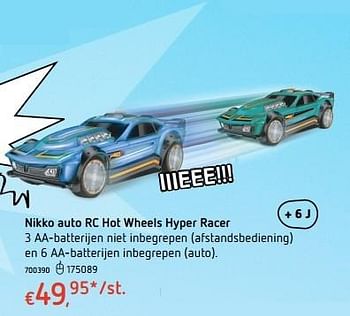 Promoties Nikko auto rc hot wheels hyper racer - Nikko - Geldig van 20/10/2016 tot 06/12/2016 bij Dreamland