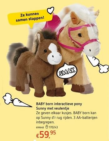 Promoties Baby born interactieve pony sunny met veulentje - Baby Born - Geldig van 20/10/2016 tot 06/12/2016 bij Dreamland