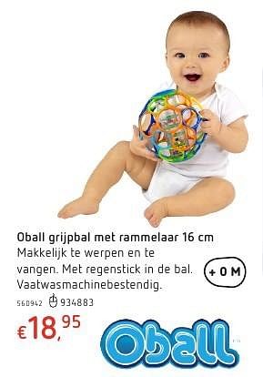 Promoties Oball grijpbal met rammelaar 16 cm - Oball - Geldig van 20/10/2016 tot 06/12/2016 bij Dreamland