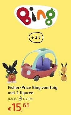 Promoties Fisher-price bing voertuig met 2 figuren - Fisher-Price - Geldig van 20/10/2016 tot 06/12/2016 bij Dreamland