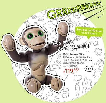Promotions Robot zoomer chimp - Zoomer - Valide de 20/10/2016 à 06/12/2016 chez Dreamland