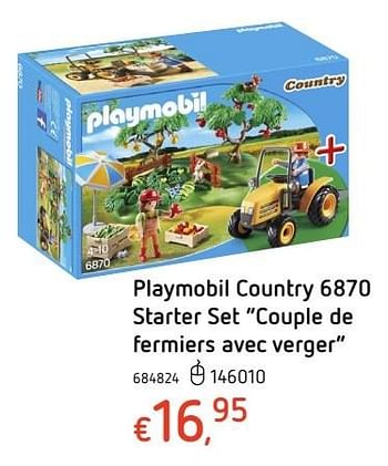 Promotions Playmobil country starter set couple de fermiers avec verger - Playmobil - Valide de 20/10/2016 à 06/12/2016 chez Dreamland