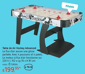 Promotions Table de air hockey advanced - Produit maison - Dreamland - Valide de 20/10/2016 à 06/12/2016 chez Dreamland
