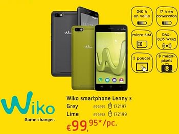 Promotions Wiko smartphone lenny 3 - Wiko - Valide de 20/10/2016 à 06/12/2016 chez Dreamland