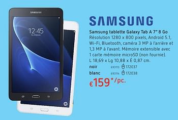 Promotions Samsung tablette galaxy tab a 8 go - Samsung - Valide de 20/10/2016 à 06/12/2016 chez Dreamland
