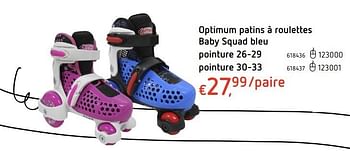 Promoties Optimum patins à roulettes baby squad bleu - Optimum - Geldig van 20/10/2016 tot 06/12/2016 bij Dreamland