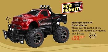 Promoties New bright voiture rc predator rattler - New Bright Toys - Geldig van 20/10/2016 tot 06/12/2016 bij Dreamland