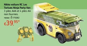 Promoties Nikko voiture rc les tortues ninja party van - Ninja Turtles - Geldig van 20/10/2016 tot 06/12/2016 bij Dreamland
