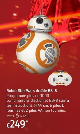 Promotions Robot star wars droïde bb-8 - Star Wars - Valide de 20/10/2016 à 06/12/2016 chez Dreamland