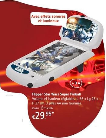 Promotions Flipper star wars super pinball - Star Wars - Valide de 20/10/2016 à 06/12/2016 chez Dreamland