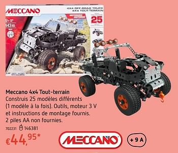 Promoties Meccano 4x4 tout-terrain - Meccano - Geldig van 20/10/2016 tot 06/12/2016 bij Dreamland