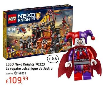 Promotions Lego nexo knights 70323 le repaire volcanique de jestro - Lego - Valide de 20/10/2016 à 06/12/2016 chez Dreamland