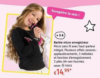 Promotions Barbie micro enregistreur - Mattel - Valide de 20/10/2016 à 06/12/2016 chez Dreamland