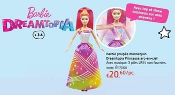 Promoties Barbie poupée mannequin dreamtopia princesse arc-en-ciel - Mattel - Geldig van 20/10/2016 tot 06/12/2016 bij Dreamland