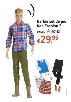 Promoties Barbie set de jeu ken fashion 2 - Mattel - Geldig van 20/10/2016 tot 06/12/2016 bij Dreamland