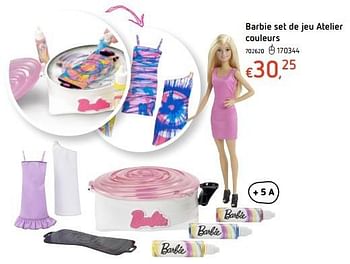 Promoties Barbie set de jeu atelier couleurs - Mattel - Geldig van 20/10/2016 tot 06/12/2016 bij Dreamland