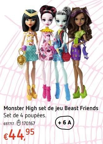Promotions Monster high set de jeu beast friends - Monster High - Valide de 20/10/2016 à 06/12/2016 chez Dreamland