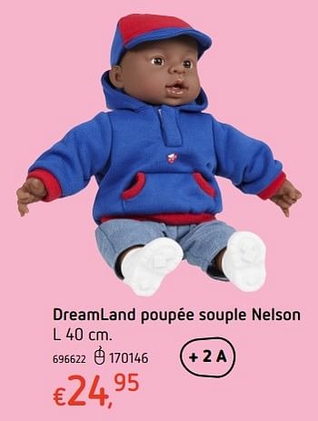 Promotions Dreamland poupée souple nelson - Produit maison - Dreamland - Valide de 20/10/2016 à 06/12/2016 chez Dreamland