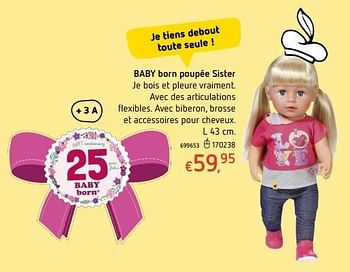 Promoties Baby born poupée sister - Baby Born - Geldig van 20/10/2016 tot 06/12/2016 bij Dreamland