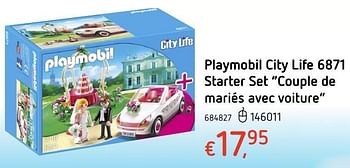 Promotions Playmobil city life 6871 starter set couple de mariés avec voiture - Playmobil - Valide de 20/10/2016 à 06/12/2016 chez Dreamland