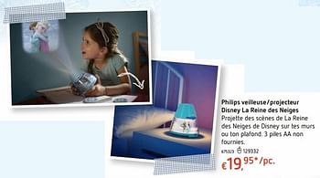 Promoties Philips veilleuse-projecteur disney la reine des neiges - Philips - Geldig van 20/10/2016 tot 06/12/2016 bij Dreamland