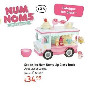 Promoties Set de jeu num noms lip gloss truck - Num Noms - Geldig van 20/10/2016 tot 06/12/2016 bij Dreamland