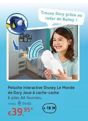 Promotions Peluche interactive disney le monde de dory joue à cache-cache - Disney - Valide de 20/10/2016 à 06/12/2016 chez Dreamland