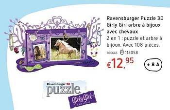 Promoties Ravensburger puzzle 3d girly girl arbre à bijoux avec chevaux - Ravensburger - Geldig van 20/10/2016 tot 06/12/2016 bij Dreamland
