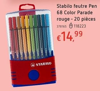 Promoties Stabilo feutre pen 68 color parade rouge - Stabilo - Geldig van 20/10/2016 tot 06/12/2016 bij Dreamland