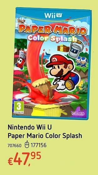 Promotions Nintendo wii u paper mario color splash - Nintendo - Valide de 20/10/2016 à 06/12/2016 chez Dreamland