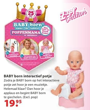 Promoties Baby born interactief potje - Baby Born - Geldig van 10/10/2016 tot 06/12/2016 bij Multi Bazar