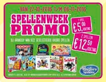 Promoties Spellenweek promo - Hasbro - Geldig van 10/10/2016 tot 06/12/2016 bij Multi Bazar