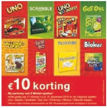 Promotions 10 euro korting uno - Mattel - Valide de 10/10/2016 à 06/12/2016 chez Multi Bazar