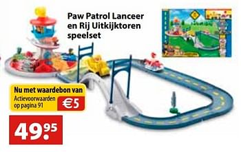 Promoties Paw patrol lanceer en rij uitkijktoren speelset - PAW  PATROL - Geldig van 10/10/2016 tot 06/12/2016 bij Multi Bazar