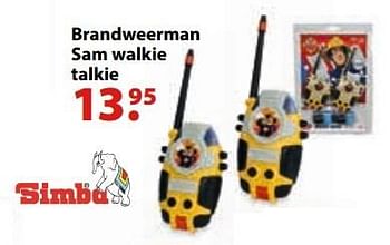 Promoties Brandweerman sam walkie talkie - Simba - Geldig van 10/10/2016 tot 31/12/2016 bij Vatana