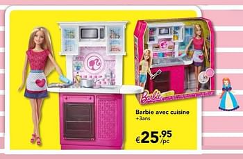 Promoties Barbie avec cuisine - Mattel - Geldig van 23/10/2016 tot 06/12/2016 bij Euro Shop